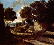 Nicolas Poussin Landscape with Travellers Resting oil painting artist